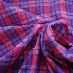 purple and pink check seersucker