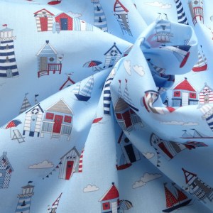 Seaside Scene Poly Cotton